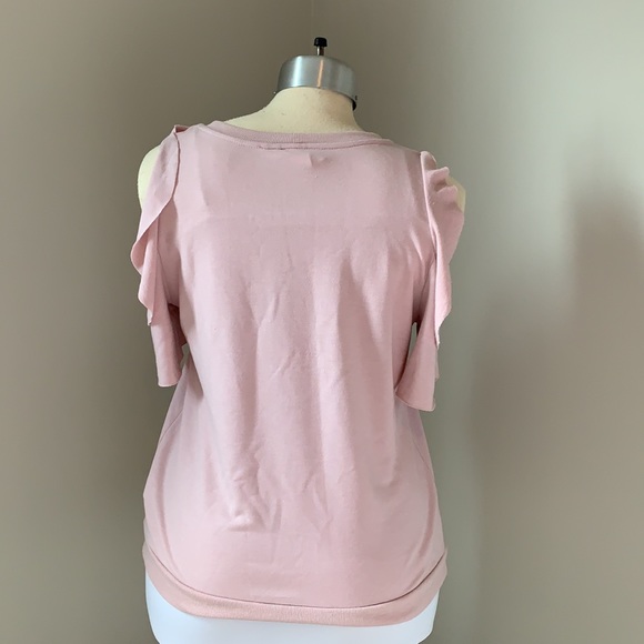 BLU PEPPER Pink Cold Shoulder Shirt Large - Picture 3 of 6